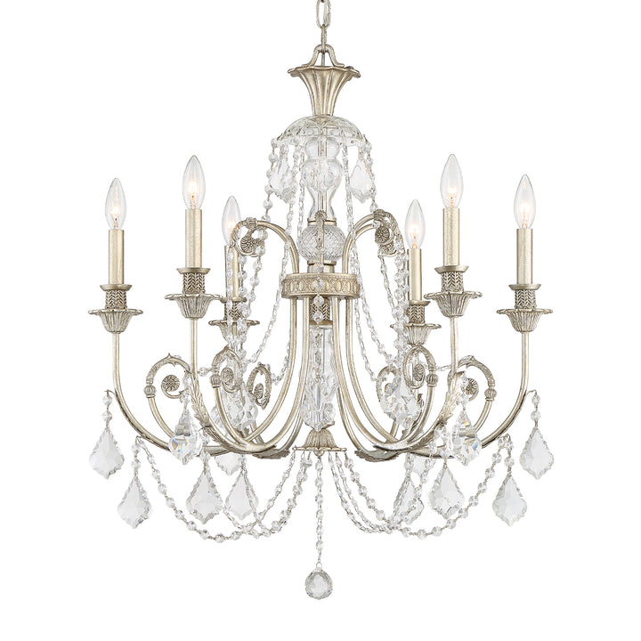 Crystorama Regis 6 Light Clear Italian Crystal Olde Silver Chandelier