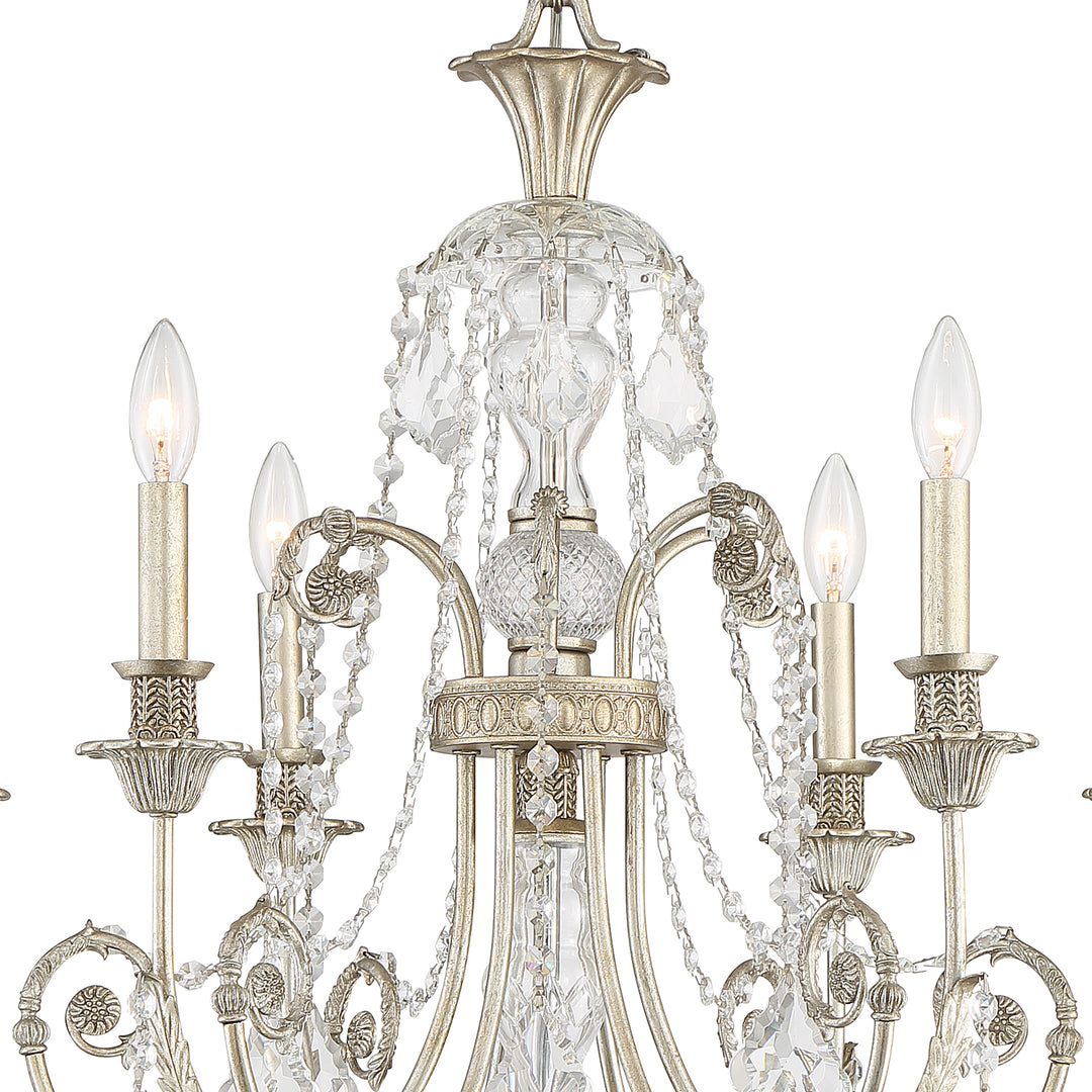 Crystorama Regis 6 Light Clear Italian Crystal Olde Silver Chandelier