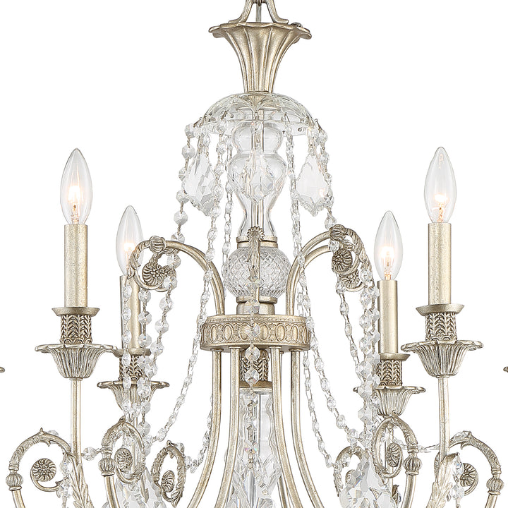 Crystorama Regis 6 Light Clear Italian Crystal Olde Silver Chandelier