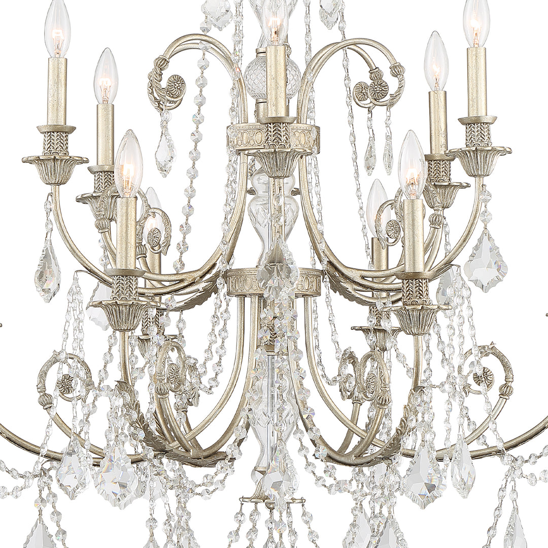 Crystorama Regis 12 Light Hand Cut Crystal Olde Silver Chandelier