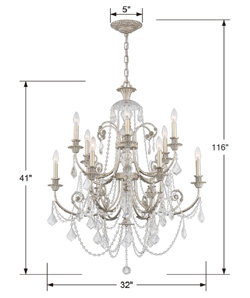 Crystorama Regis 12 Light Hand Cut Crystal Olde Silver Chandelier