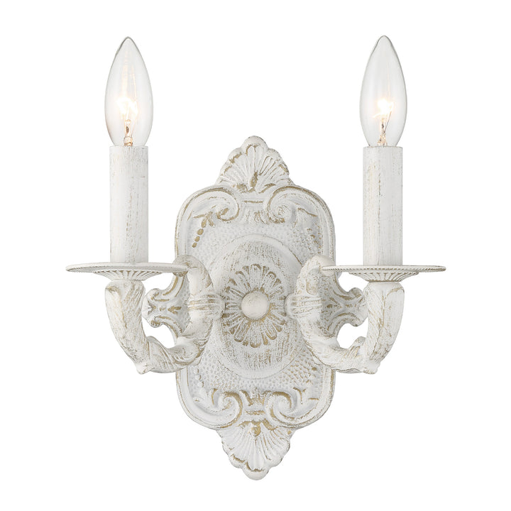 Crystorama Paris Market 2 Light Antique White Sconce