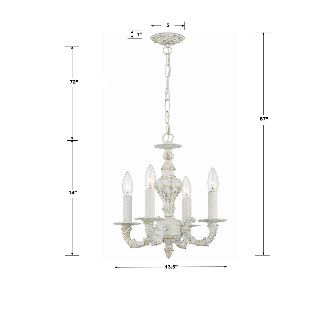 Crystorama Paris Market 4 Light Antique White Mini Chandelier