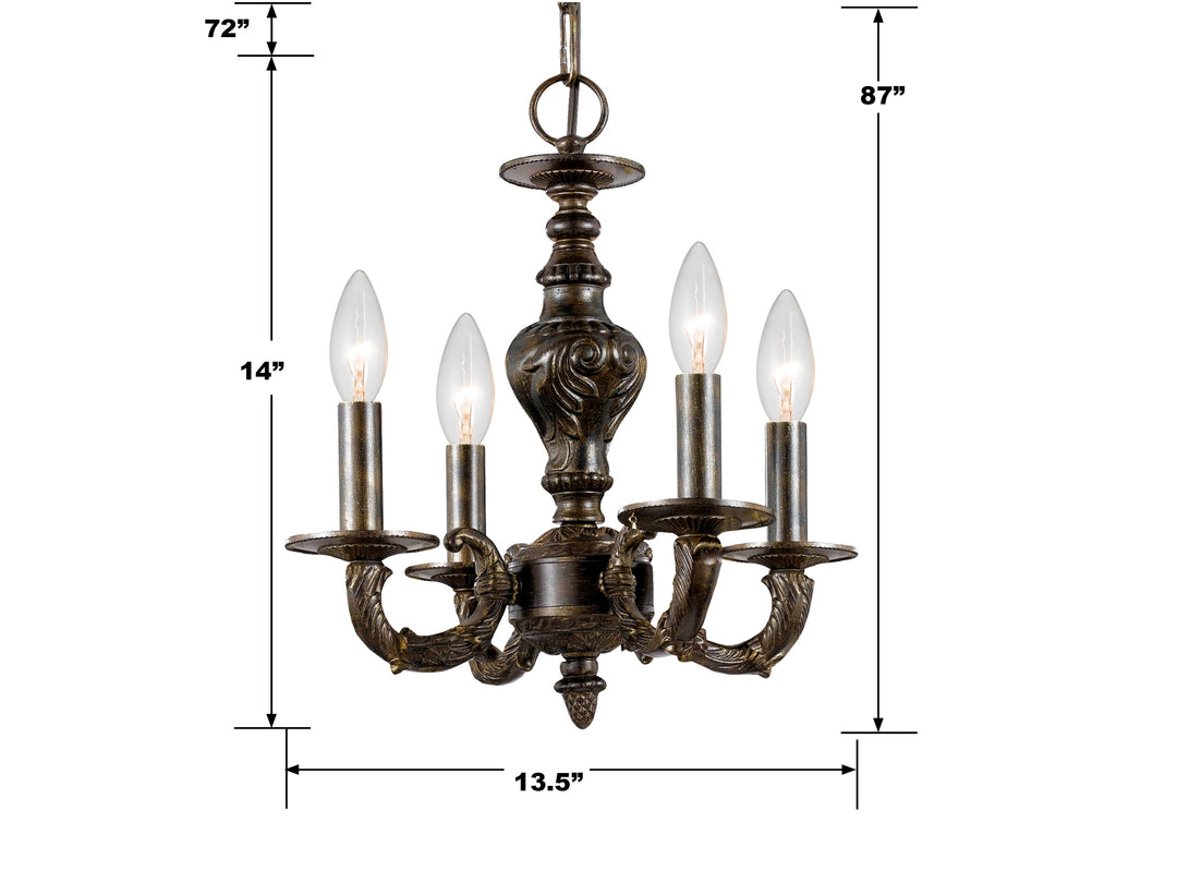 Crystorama Paris Market 4 Light Antique White Mini Chandelier