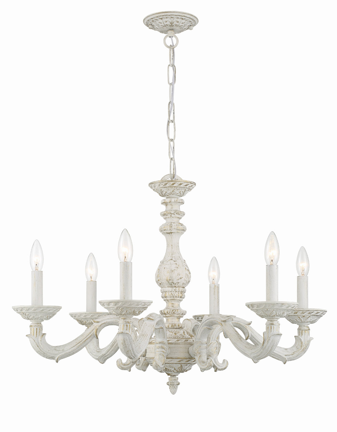 Crystorama Paris Market 6 Light Antique White Chandelier