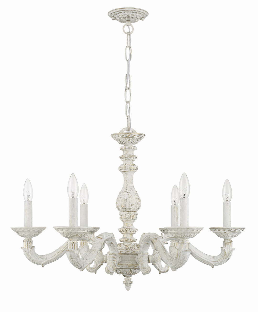 Crystorama Paris Market 6 Light Antique White Chandelier