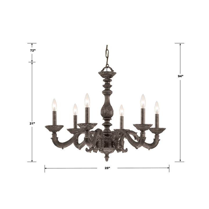 Crystorama Paris Market 6 Light Antique White Chandelier