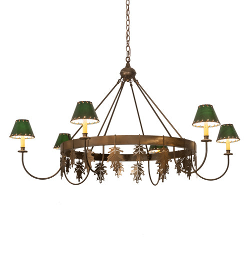 57" Wide Oak Leaf 6 Lt Chandelier