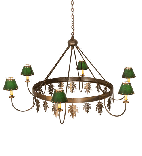 57" Wide Oak Leaf 6 Lt Chandelier