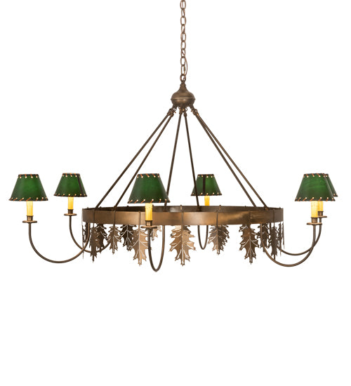 57" Wide Oak Leaf 6 Lt Chandelier