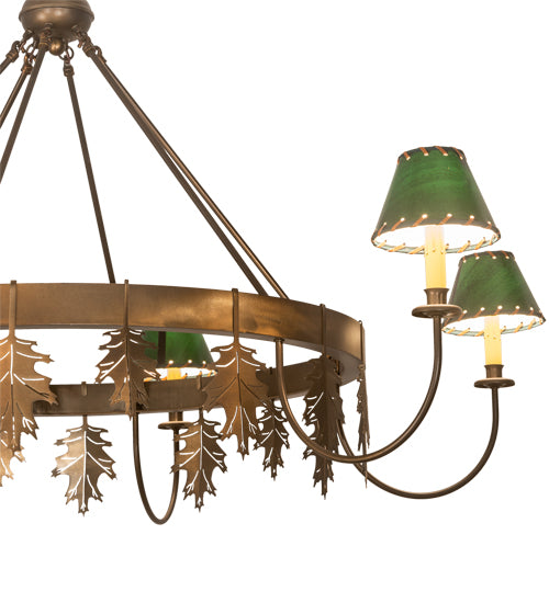 57" Wide Oak Leaf 6 Lt Chandelier