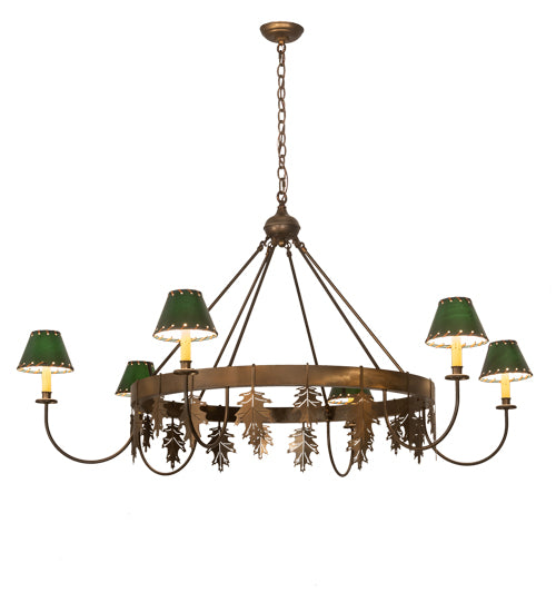 57" Wide Oak Leaf 6 Lt Chandelier