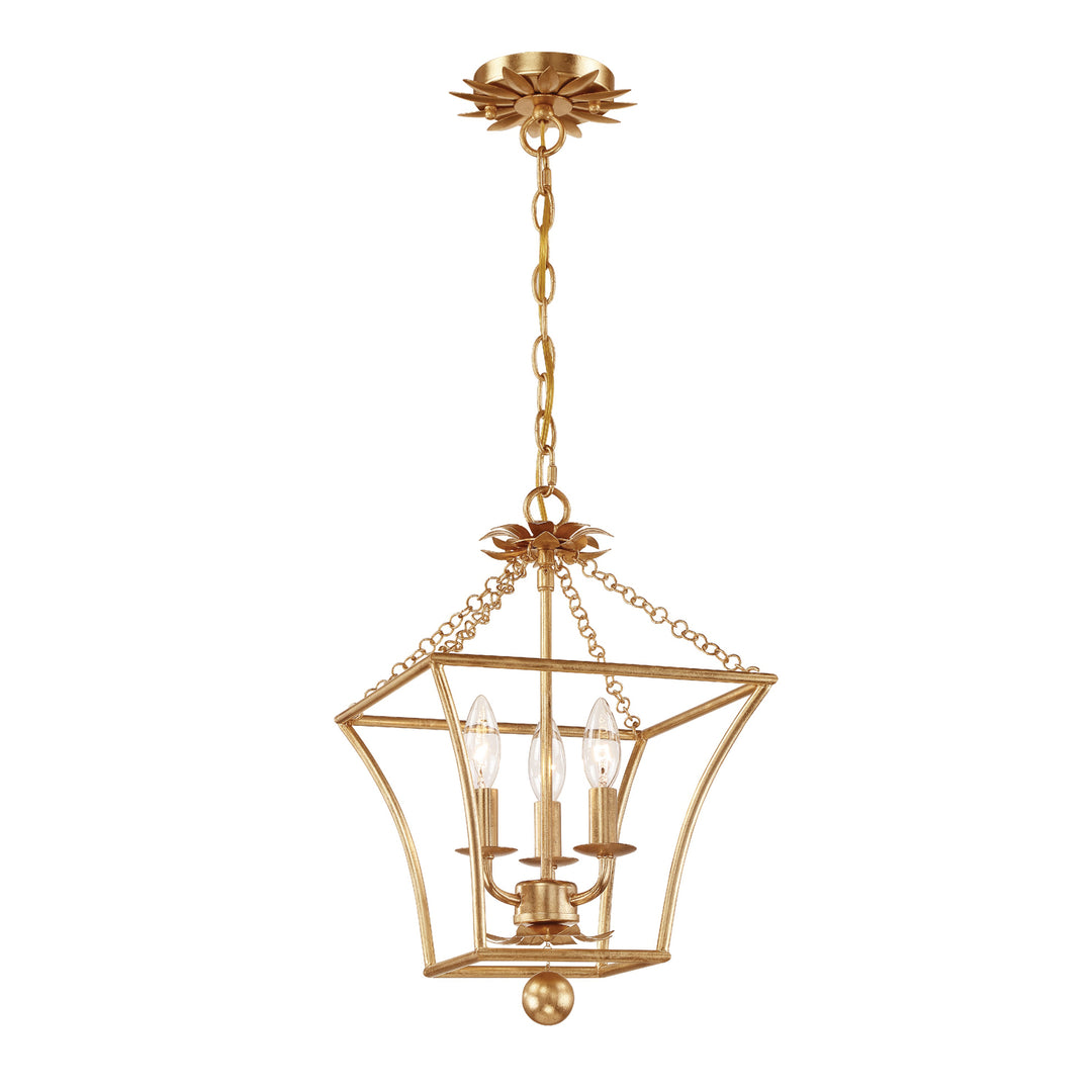 Broche 3 Light Antique Gold Mini Chandelier