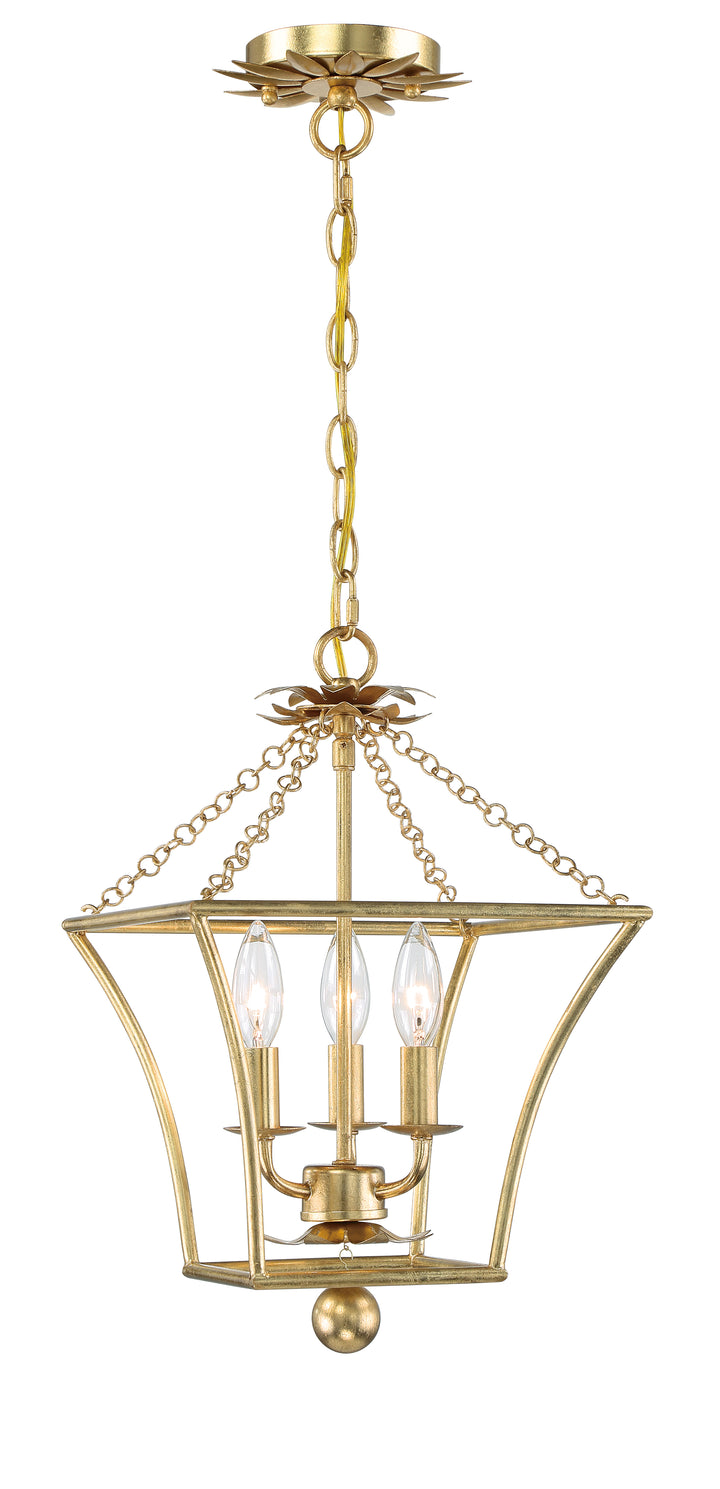 Crystorama Broche 3 Light Antique Gold Mini Chandelier