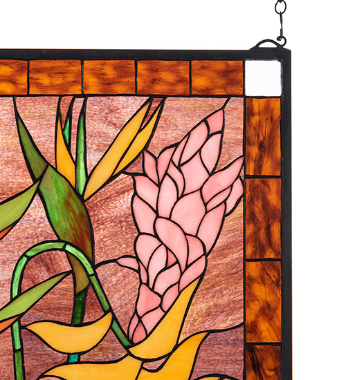 20"W X 32"H Tropical Floral Stained Glass Window