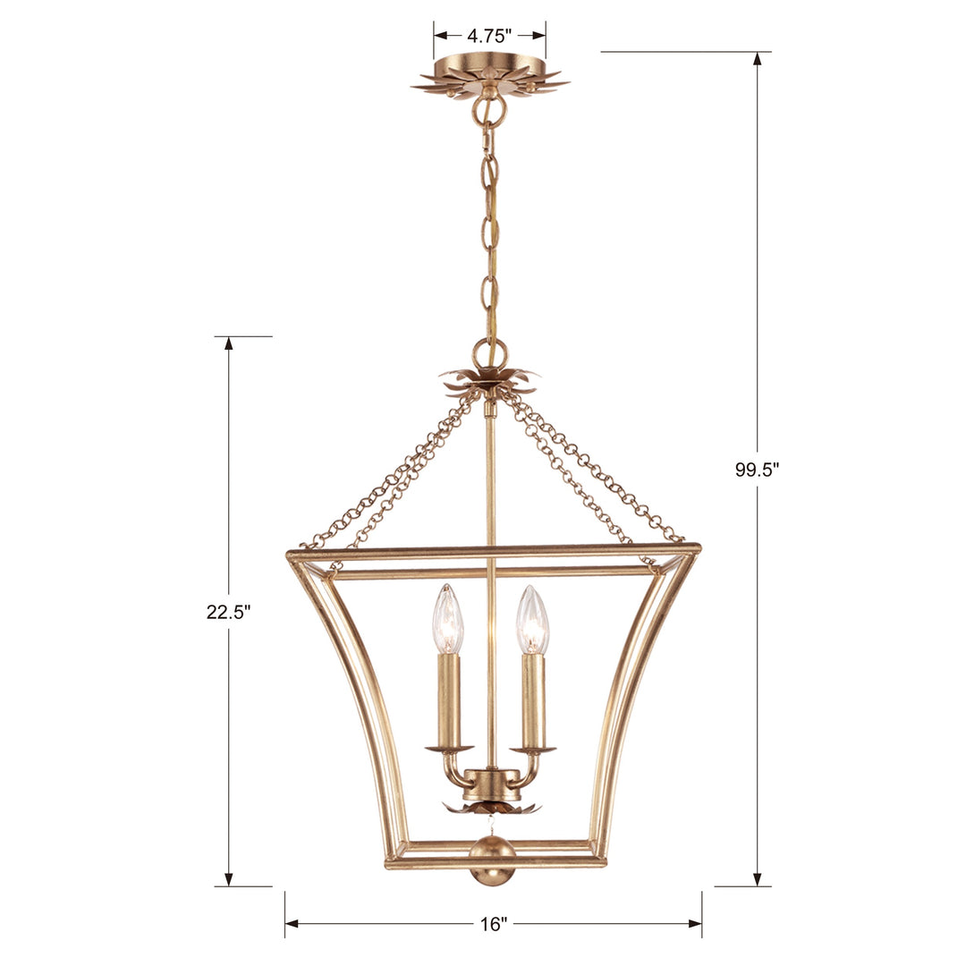 Crystorama Broche 4 Light Antique Gold Mini Chandelier