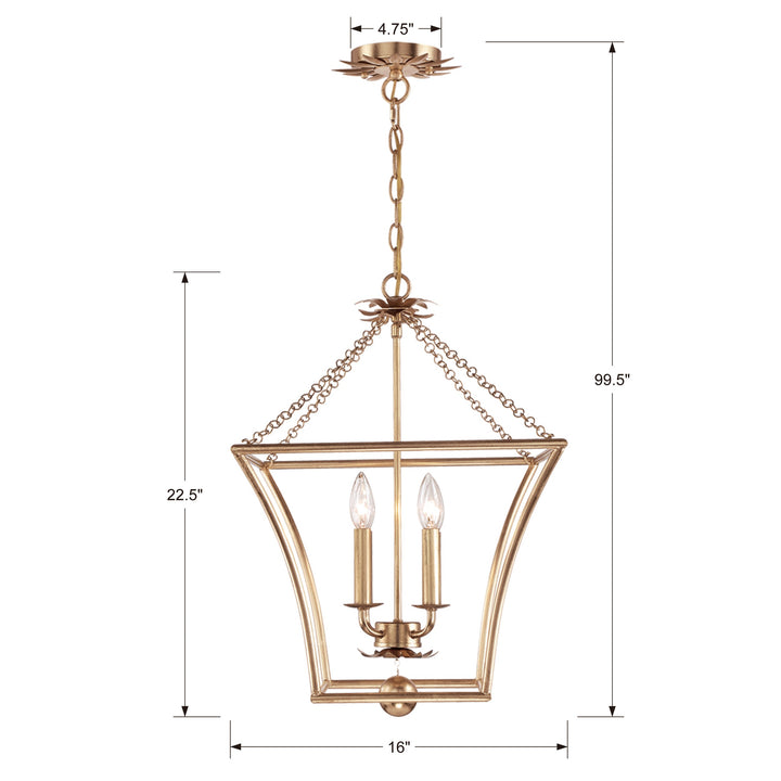 Crystorama Broche 4 Light Antique Gold Mini Chandelier