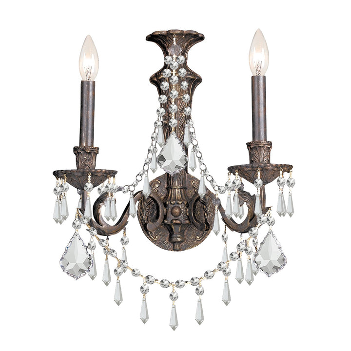 Crystorama Vanderbilt 2 Light Hand Cut Crystal English Bronze Sconce