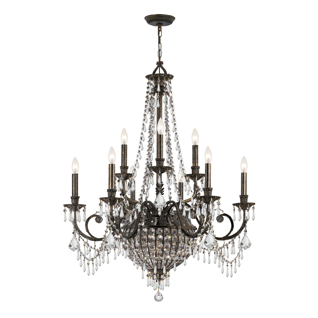 Vanderbilt 12 Light Hand Cut Crystal English Bronze Chandelier