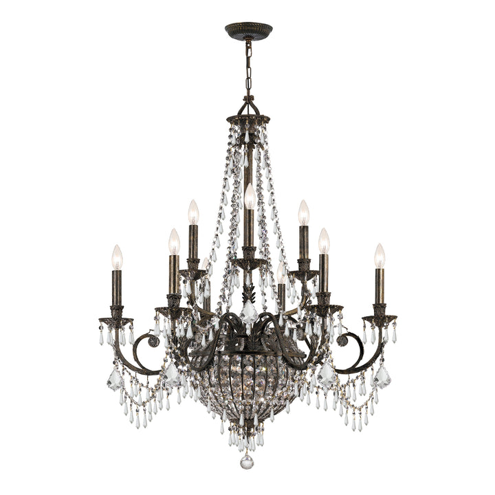 Crystorama Vanderbilt 12 Light Hand Cut Crystal English Bronze Chandelier