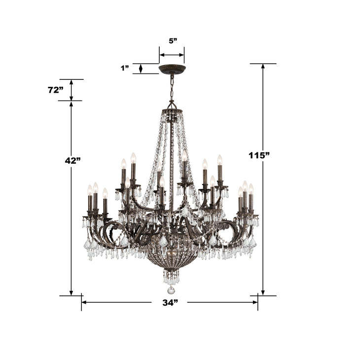 Crystorama Vanderbilt 23 Light Hand Cut Crystal English Bronze Chandelier