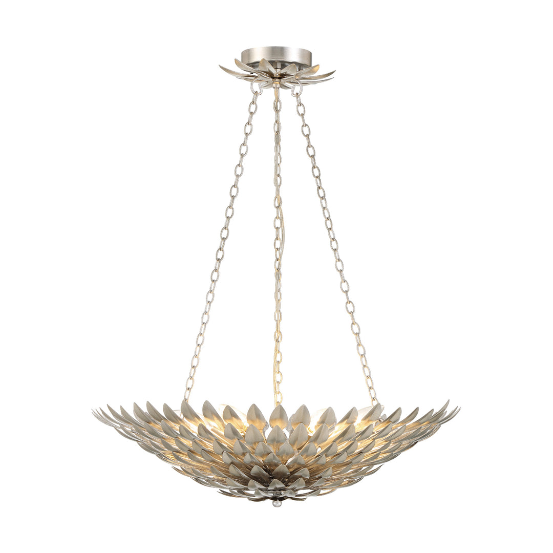 Broche 6 Light Antique Gold Leaf Chandelier