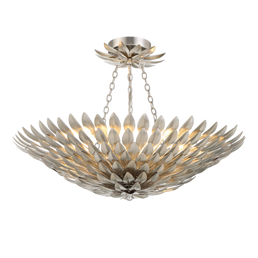 Crystorama Broche 6 Light Antique Gold Leaf Chandelier