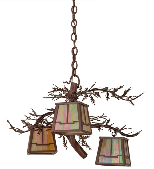 28"W Pine Branch Valley View 3 Lt Chandelier