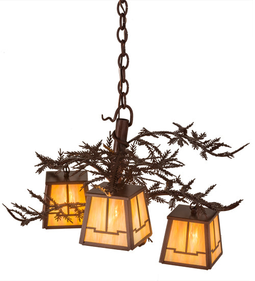 28"W Pine Branch Valley View 3 Lt Chandelier