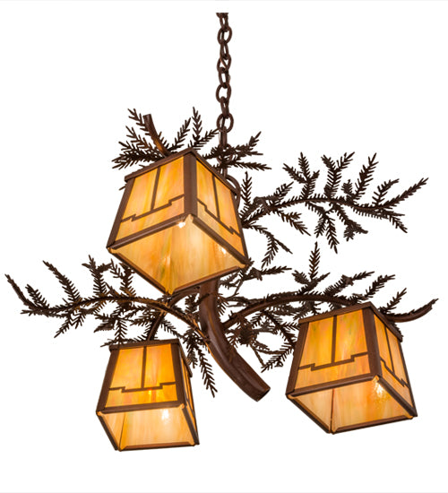 28"W Pine Branch Valley View 3 Lt Chandelier