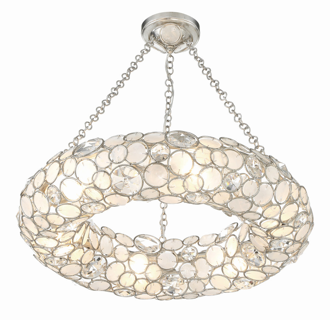 Crystorama Palla 6 Light Antique Silver Chandelier