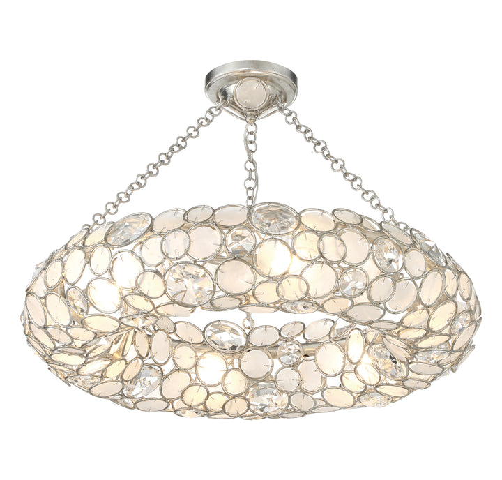 Palla 6 Light Antique Silver Chandelier