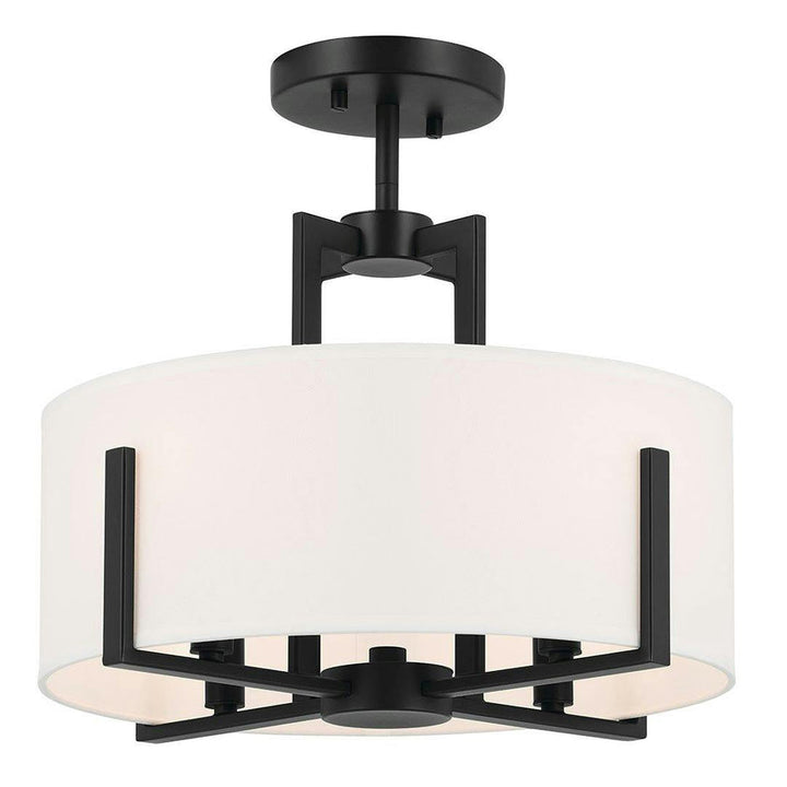 Malen Light Semi-Flush with White Fabric Shade