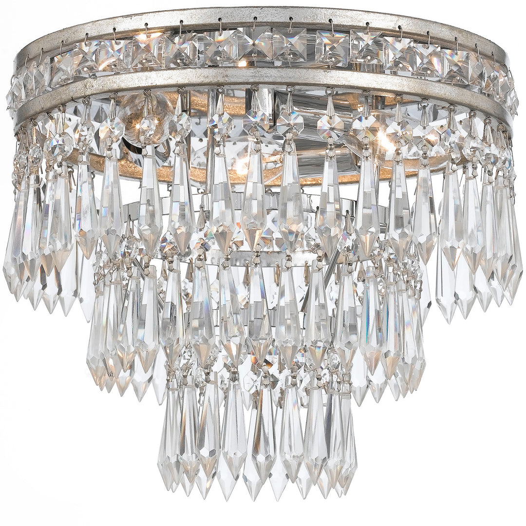 Crystorama Mercer 3 Light Hand Cut Crystal English Bronze Flush Mount