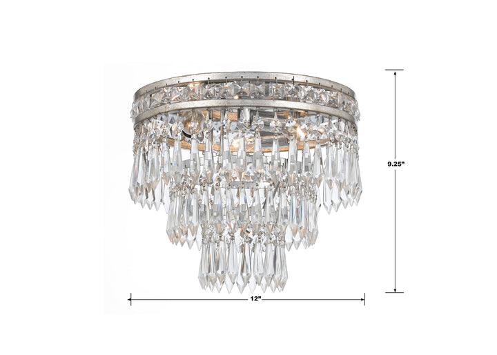 Crystorama Mercer 3 Light Hand Cut Crystal English Bronze Flush Mount