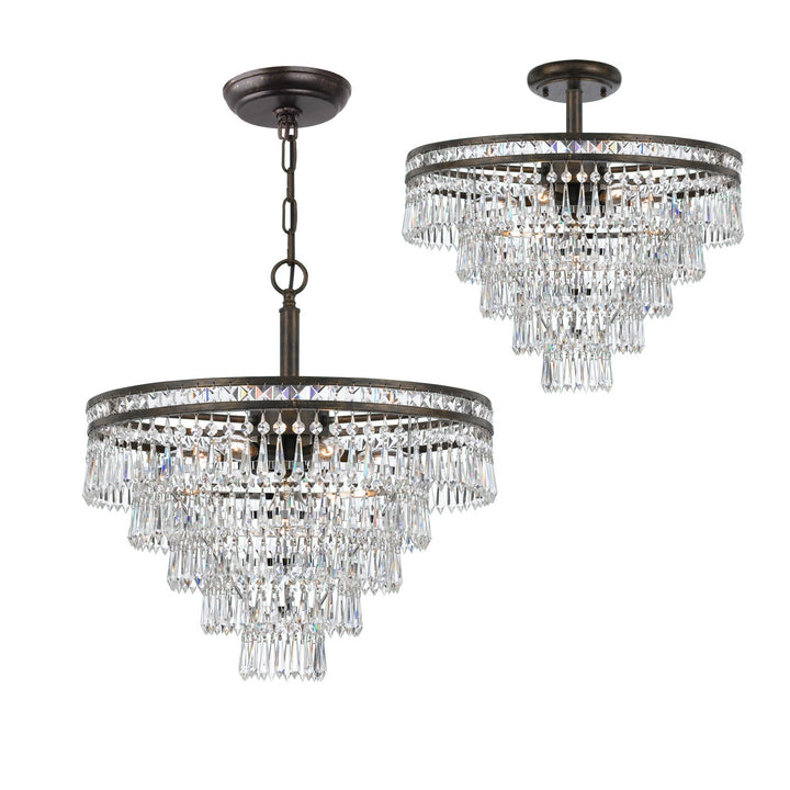 Crystorama Mercer 7 Light Hand Cut Crystal English Bronze Semi Flush Mount