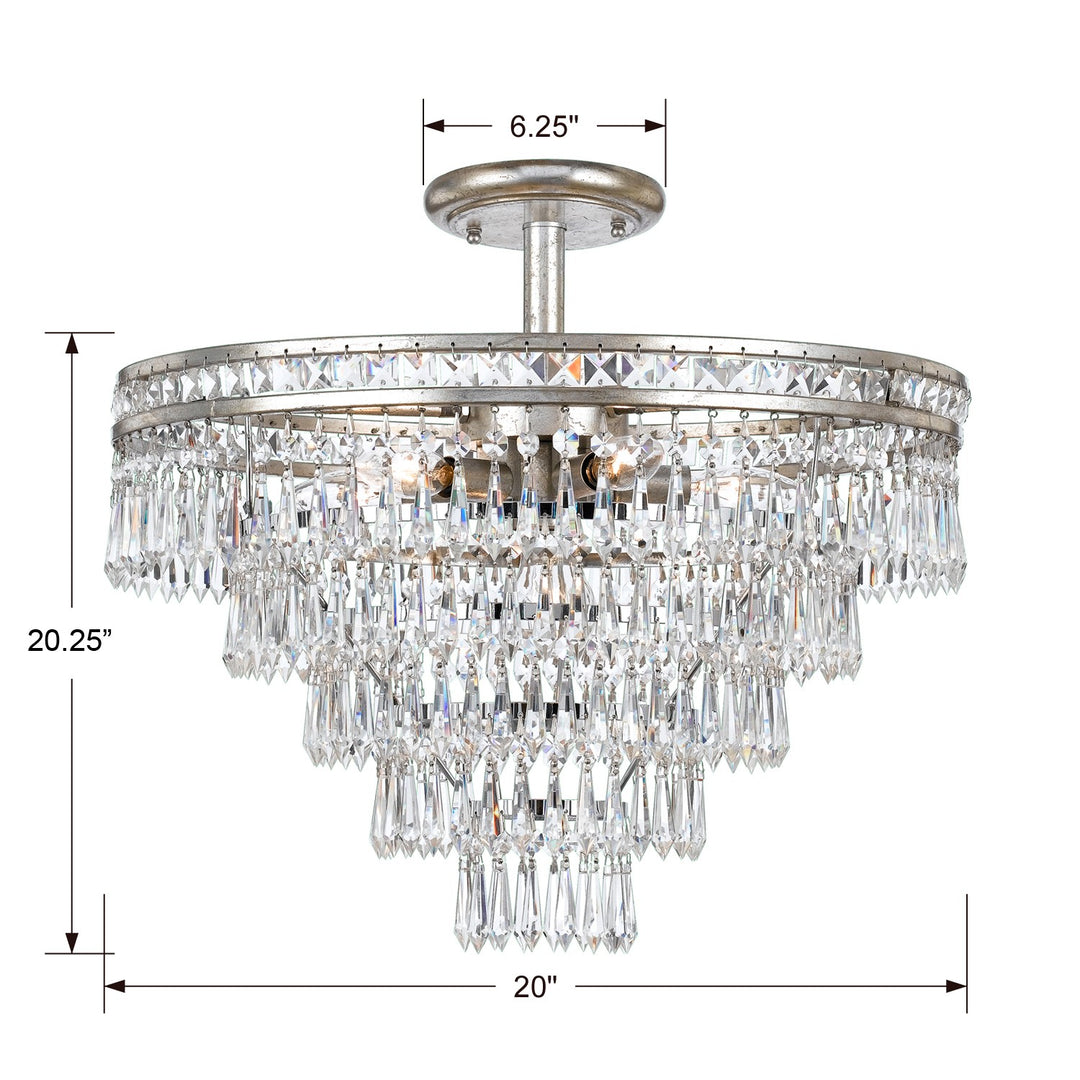 Crystorama Mercer 7 Light Hand Cut Crystal English Bronze Semi Flush Mount