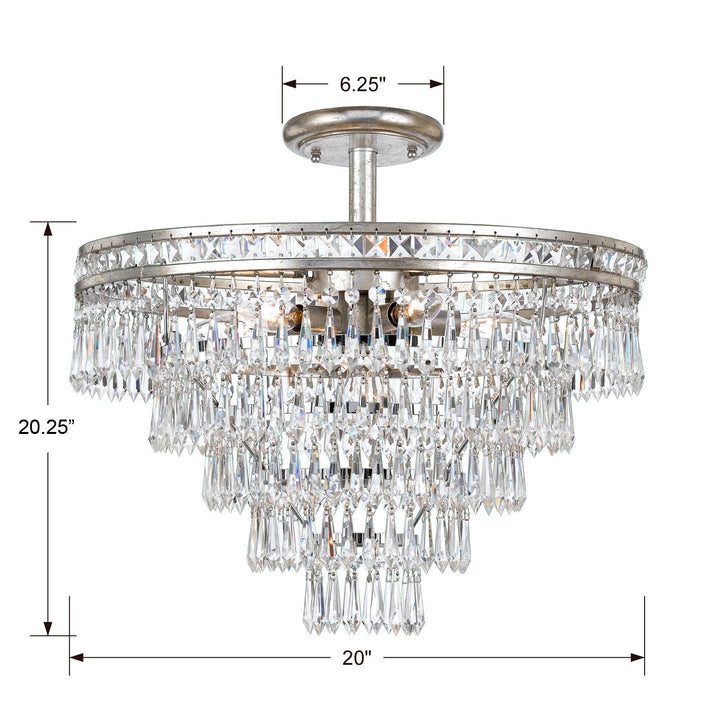 Crystorama Mercer 7 Light Hand Cut Crystal English Bronze Semi Flush Mount