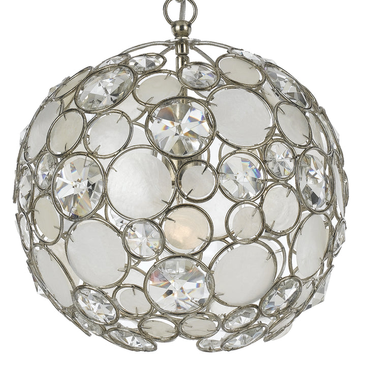 Crystorama Palla 1 Light Antique Silver Sphere Pendant