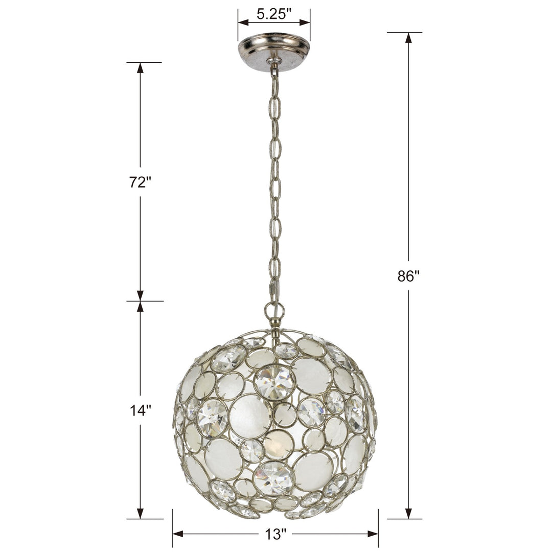 Crystorama Palla 1 Light Antique Silver Sphere Pendant