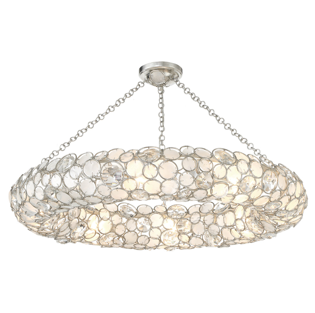 Palla 8 Light Antique Silver Chandelier