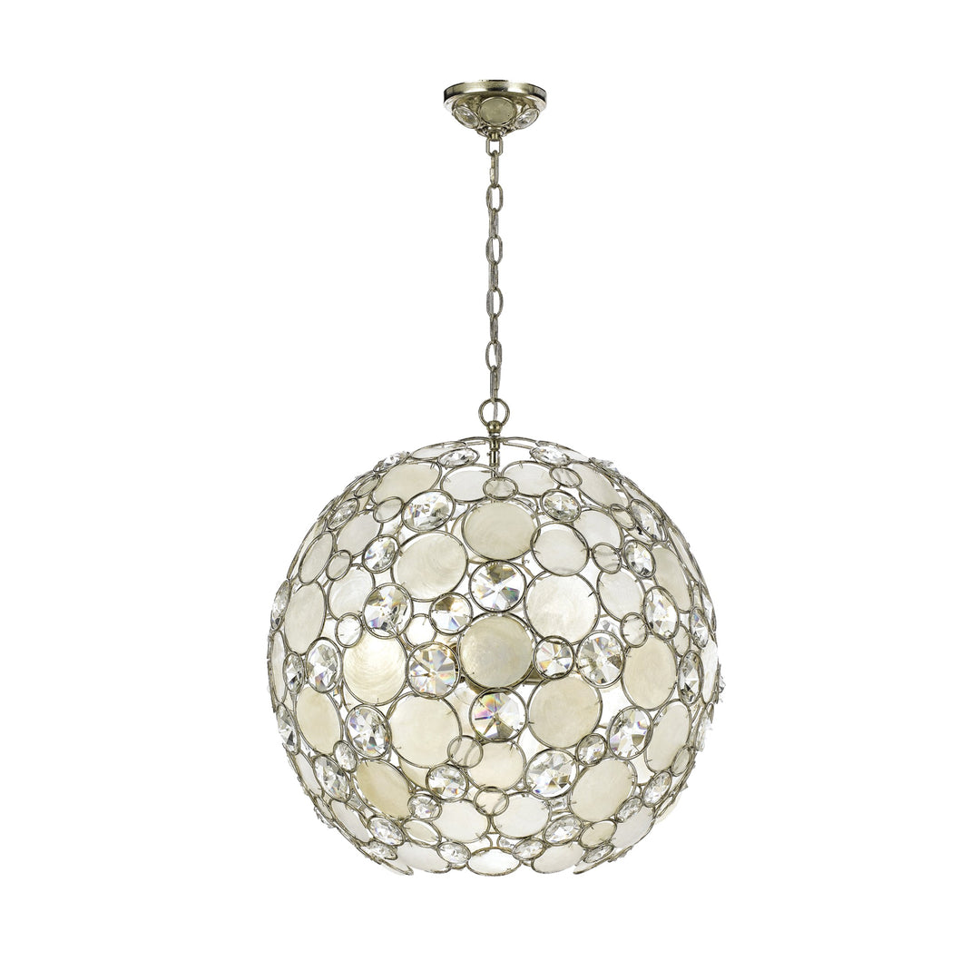 Palla 6 Light Antique Silver Sphere Chandelier