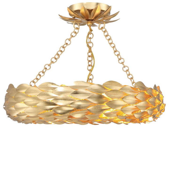 Crystorama Broche 6 Light Antique Gold Semi Flush Mount