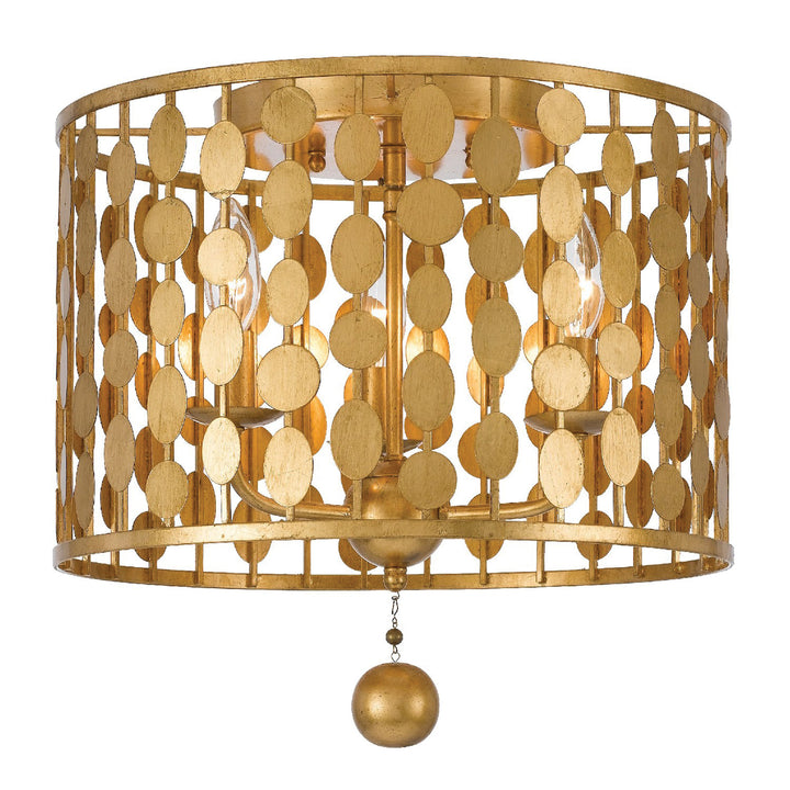 Crystorama Layla 3 Light Antique Gold Flush Mount