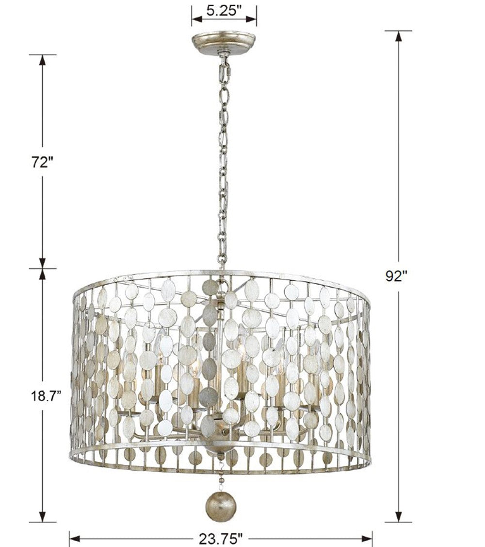 Crystorama Layla 6 Light Antique Gold Chandelier