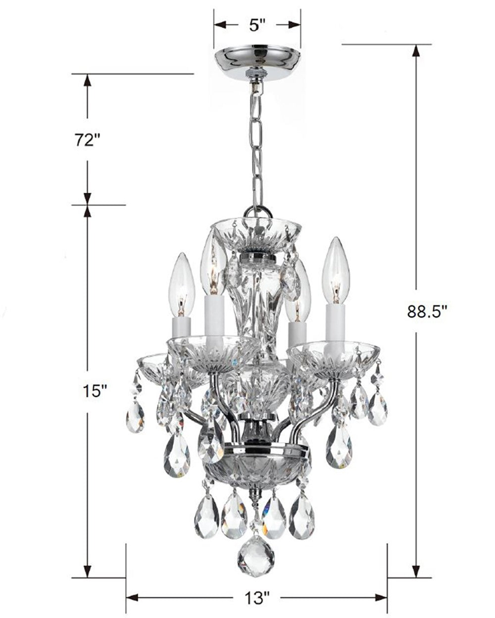 Crystorama Traditional Crystal 4 Light Spectra Crystal Polished English Bronze Mini Chandelier