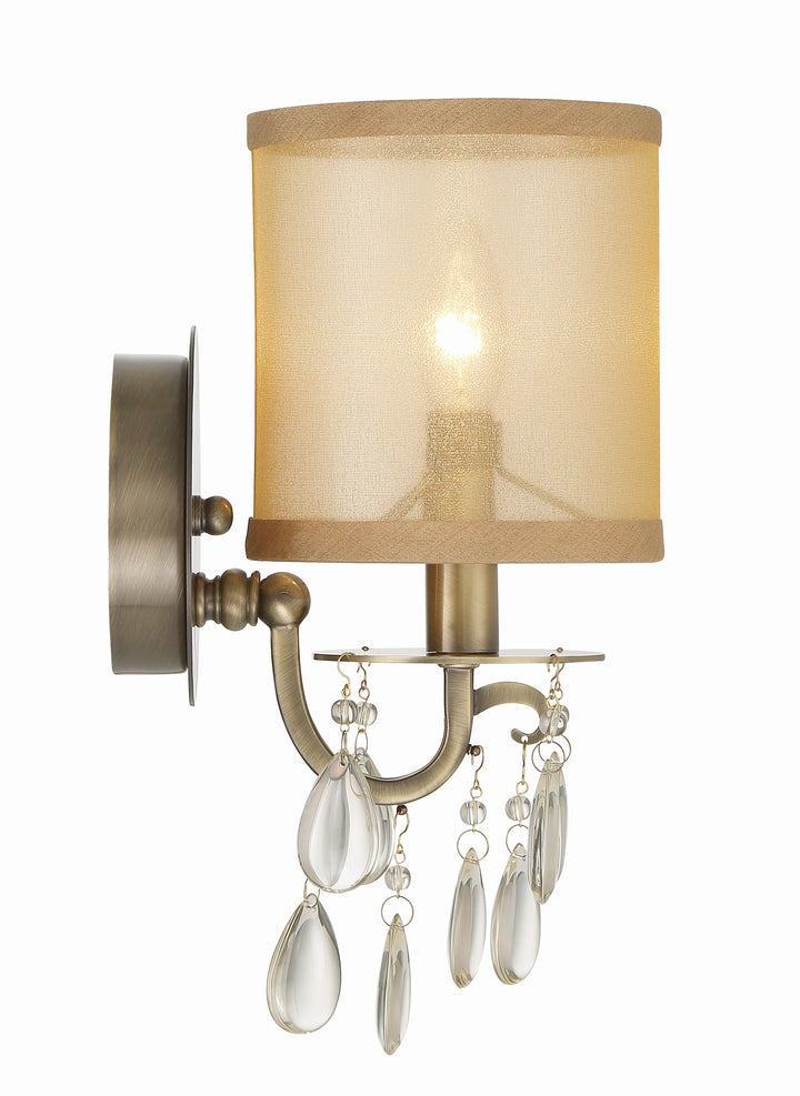 Crystorama Hampton 1 Light Antique Brass Sconce