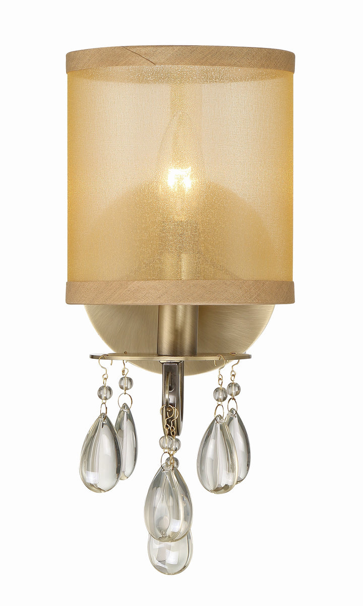 Crystorama Hampton 1 Light Antique Brass Sconce