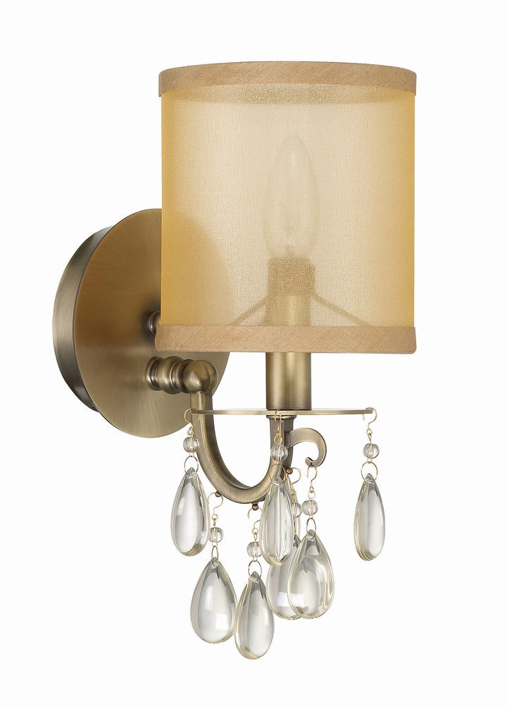 Crystorama Hampton 1 Light Antique Brass Sconce