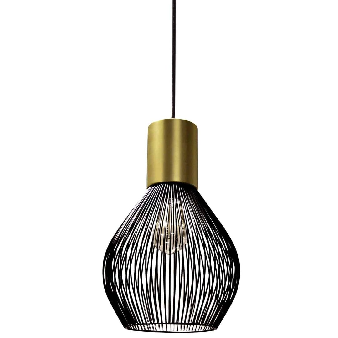 Dainolite 1 Light Incandescent Pendant, Vintage Bronze Finish with Black Frame